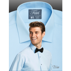 Mens Light Blue Luxe Microfiber Regular Fit Dress Shirt