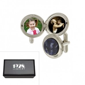 Blue Sodalite Locket Cuff Links in Silver