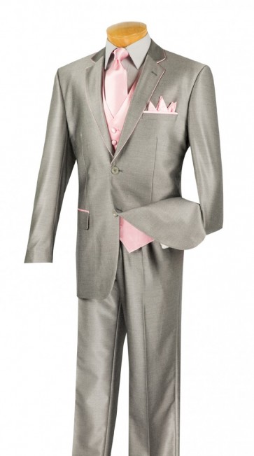 Tuxedo Suit Men's 5 Piece With Matching Vest Tie and Pocket Square Wedding Prom