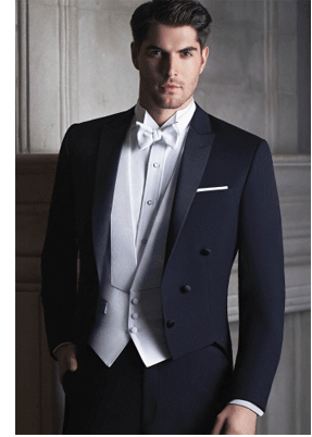 Mens Wool Super 120s Peak Lapel Tail Coat By IKE BEHAR