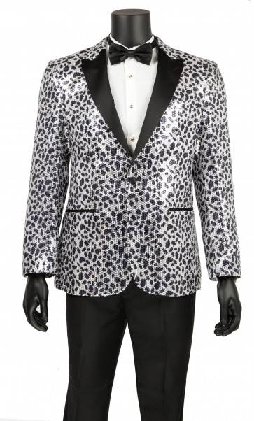 Black and White Sequin Sport Coat Only