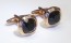 Three Tier Rose Gold Cufflinks with Black Stone