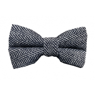Mens Rustic Tweed Pre-tied Bowtie Black and White 