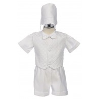Baptism Christening Shorts Set White Baby Infant Boys