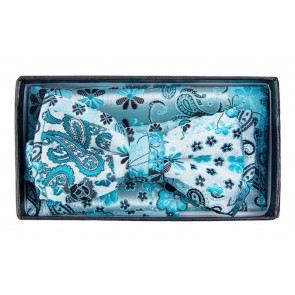 Boys Aqua Paisley Pattern Bowtie and pocket square