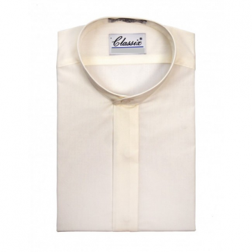 Boys NON PLEATED Tuxedo Shirt Mandarin Collar Ivory