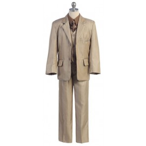 Clearance Boys Khaki Stripe 5-Piece Suit Infant Toddler Teen-