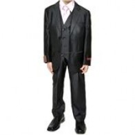 Suit for Boys Black Textured Microfiber Three Piece Suit