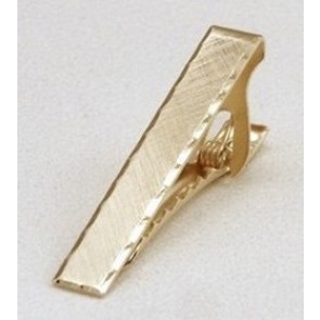 Tie Bar Brushed Face Scalloped Edge Gold Finish