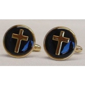 Cufflinks Religious Gold Cross Black Gold Cuff Links
