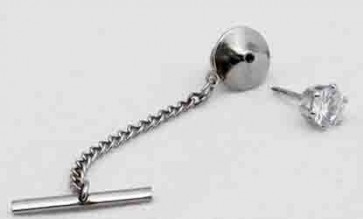 Tie Tack 1 Ct. Cubic Zirconia Tie Pin in Silver