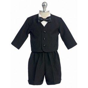 Boys Eaton Short Set BLACK Infant Toddler Children Tuxedo