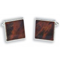 Genuine Chocolate Obsidian Stone Square Cufflinks