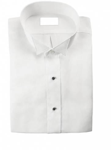 BOYS White Tuxedo Shirt WING Tip Collar Plain front- Non pleated -No chest pocket