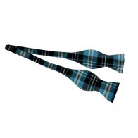 PLAID TURQ SELF TIE BOW TIE