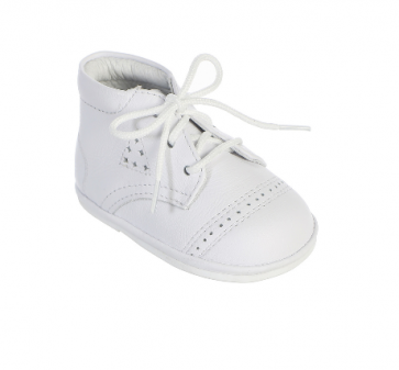 Baby Boy's white Baptism Shoes with Cutouts.