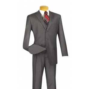 Suit Mens 3 Piece Pin Three Button Stripe Suit Church Suit