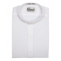 Banded Collar Dress Shirt Men's Shirt Convertible French Cuffs Takes Cufflinks