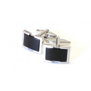 Rectangle Black Fiber Optic Open Frame Cuff Links