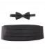 Satin Big Mens Wide Black Cummerbund with Bow Tie Option
