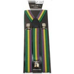 Mardi Gras Green,Yellow and Purple Suspenders