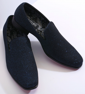New Mens ROYAL BLUE Glitter Slip on Dress Shoes