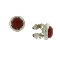 Red Shirt Cuff Button Covers Set in Silver