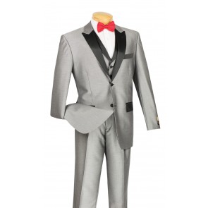 Men's Two Button Peak lapel Suit With Matching Vest Prom and Wedding Tuxedo