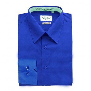 Royal Blue Slim Fit Dress Shirt Convertible French Cuff