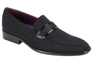 Men's Black Slip On Formal Shoes Grosgrain And Patent Leather Smokers