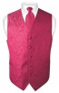 Mens Paisley Tone On Tone Hot Pink  Fuchsia Vest with Tie Set