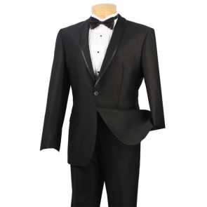Tuxedo Black Shawl Lapel Slim Microfiber One Button Prom Or Wedding Tuxedos