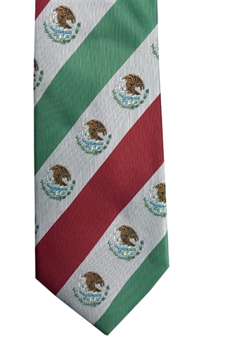 White Mexico Flag Inspired Self tie Mens Necktie- Corbata Blanca para hombre inspirada por la bandera de México