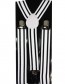 Mens Black and White Striped Clip Suspenders