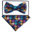 Boys Multi Color Checkered Pattern Bowtie and pocket square