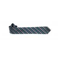 Turquoise Black and Gray Stripe Necktie