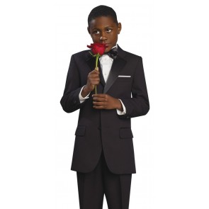 Boys and Teen Tuxedo High End 2-Button Microfiber Ring Bearer BLACK
