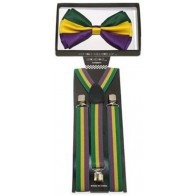 Mardi Gras Suspender and Bowtie Set Mens