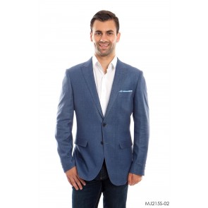 Mens Blue Linen Sports Coat Peak Lapel- Coat Only