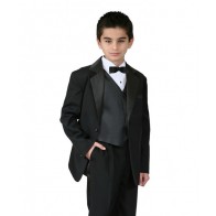Boys Tuxedo BLACK Ring Bearer Infant Toddler Children Teen Tuxedos