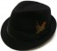 Fedora Hat Black with Feather Satin Strap Ribbon