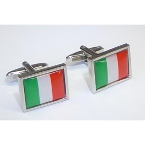 Italian Flag Cufflinks Silver Finish