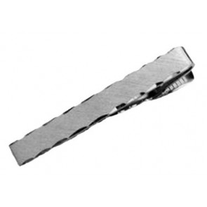 Tie Bar Brushed Face Scalloped Edge Gun Metal Finish