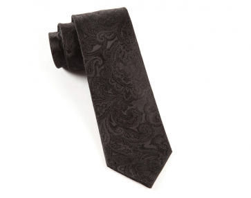Closeout Mens Black Paisley Self tie Necktie