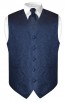 Mens Paisley Tone On Tone Navy Blue Vest with Tie Set