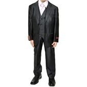 Suit for Boys Black Textured Microfiber Three Piece Suit