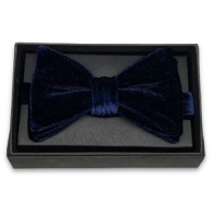 Mens Navy Blue Velvet Pre-Tied Bowtie