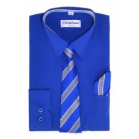 Boys Dress Shirt Tie Hanky Set Kids All Colors Wrinkle Free