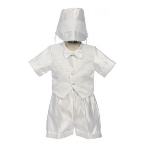 Infant Baby White Baptism Christening Short Outfit