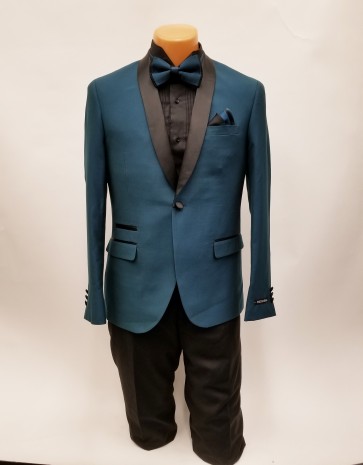 Teal with Black Shawl Lapel One Button Tuxedo- Prom 2019 - Wedding